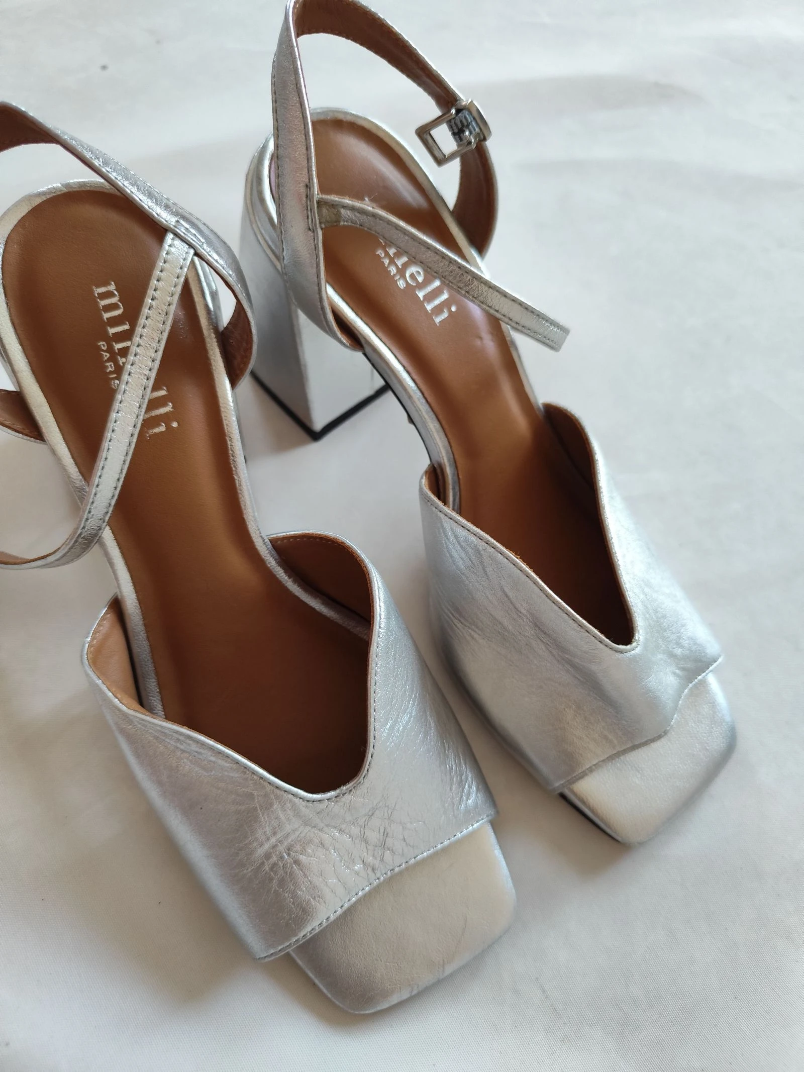 Sandalias de tacón Minelli mujer talla 36 plateadas – photo 2